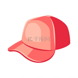 棒球帽子图片_红色棒球帽的插图。