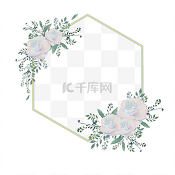 插画花卉背景图片_玫瑰花植物花卉几何边框