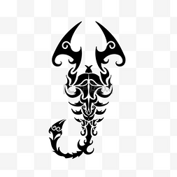 蝎子纹身抽象黑白花纹图形