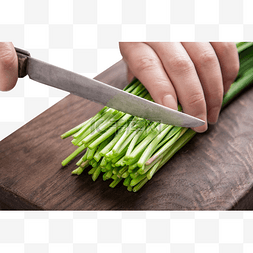 美食韭菜砧板上切韭菜