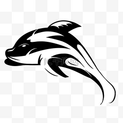 海豚剪影黑白色块