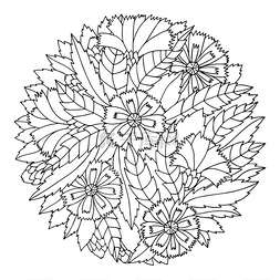 黑白圆圈装饰图片_黑白圆圈花卉装饰。玉米花.