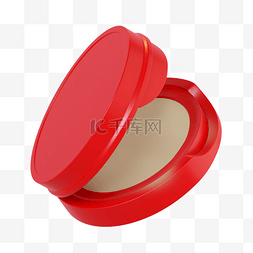 红色仿真3D彩妆C4D化妆品粉饼