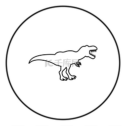 恐龙霸王龙 t 雷克斯图标黑色圆形