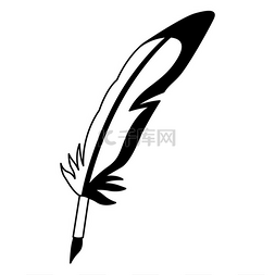 羽毛笔复古图片_复古书写羽毛的插图用于设计和装