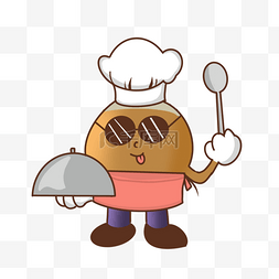 可爱卡通厨师形象图片_可爱咖啡豆形象厨师