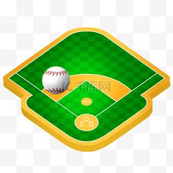 绿色格子纹理立体菱形棒球场剪贴