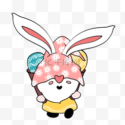 背着彩蛋的复活节可爱卡通兔子