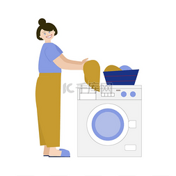 做家庭作业图片_快乐的洗衣女工矢量插图