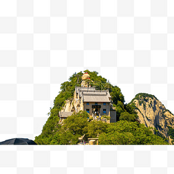 建筑景色图片_华山风景区山峰植物建筑景色