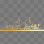 金色金线剪影科技感上海城市建筑群
