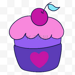 卡通巧克力布丁图片_蓝紫色系生日组合卡通樱桃蛋糕