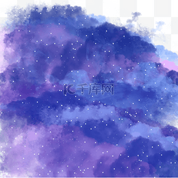 夜晚天空图片_原宿风紫蓝色夜晚星空