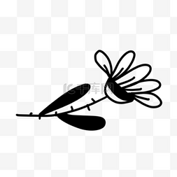 花瓣元素简约图片_黑白涂鸦黑色简约花朵