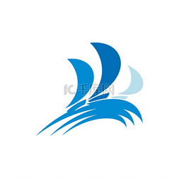 蓝色航海标志图片_海浪上的帆船孤立的游艇运动俱乐