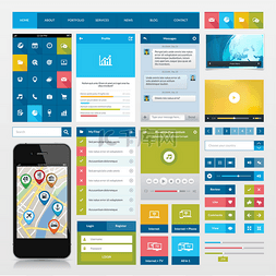 平面图标和移动应用程序和网站设