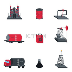 工业画图片_石油工业图标集的矢量图示
