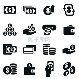 商人钞票图片_一组主题业务上的图标财务