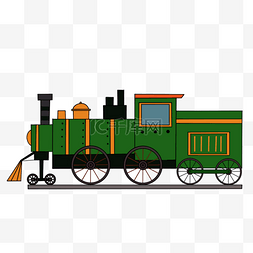蒸汽绿色火车卡通可爱复古