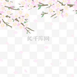 春季旅游日本手绘春季花卉边框