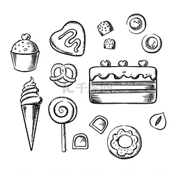榛子冰淇淋图片_甜蛋糕和带奶油的纸杯蛋糕、冰淇
