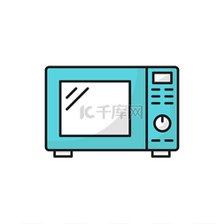 微波炉烘烤图片_家用电器电微波炉隔离蓝色线图标