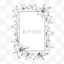 花卉艺术图图片_素描花卉方形线条边框
