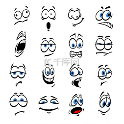 面部护理油图片_卡通眼睛与面部表情和情绪。