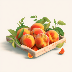 卡通一盘水果图片_一盘美味脆口桃子水果