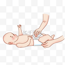 给婴儿新生儿换尿布场景