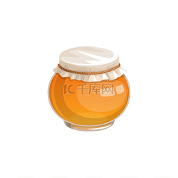 蜂蜜标签矢量素材图片_玻璃罐中的蜂蜜分离矢量图标。