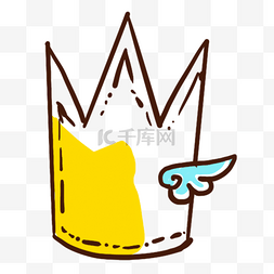 黄色蓝色简约线稿皇冠