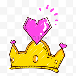 权利手绘图片_手绘紫色大钻石卡通金色皇冠