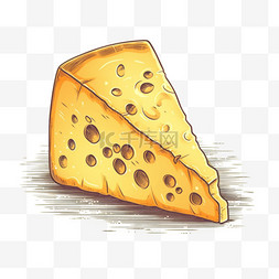 手绘奶酪素材图片_手绘插画风免抠元素奶酪