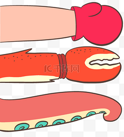 人与动物插画图片_动物手臂边框章鱼卡通简笔画