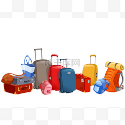 banner with luggage, suitcases, backpacks, pa
