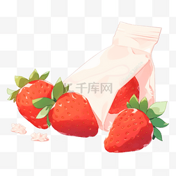 手绘草莓可爱图片_扁平插画手绘免抠元素草莓