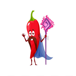 有趣挂角图片_卡通红辣椒魔术师角色，矢量有趣