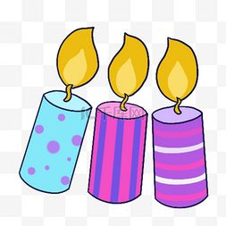 生日小礼物图片_蓝紫色系生日组合黄色火焰蜡烛