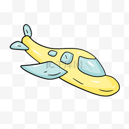卡通飞机飞机线图片_蓝色黄色手绘卡通飞机