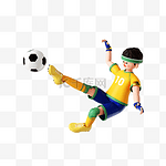世界杯足球杯3D立体运动员人物踢足球