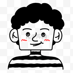 对联黑白图片_卷发男生无色人物头像