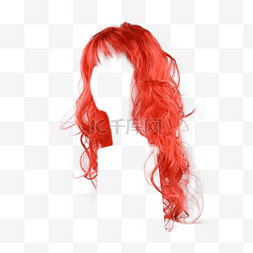 女士头发头部红色假发