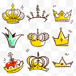 国王王后卡通图片_金色皇帝的王冠卡通线条画涂鸦