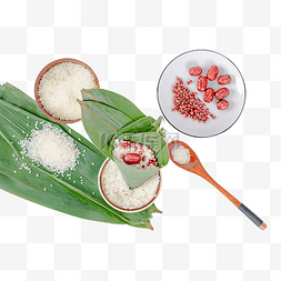 食粽子图片_端午节传统美食包粽子食材粽子叶