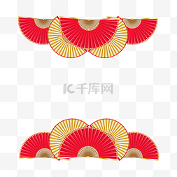 新春扇子图片_新年红色扇子喜庆中国风装饰