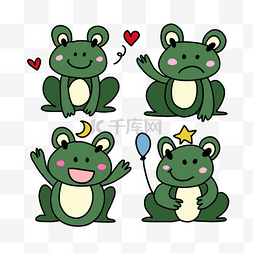 四个图片_可爱卡通青蛙动物表情包