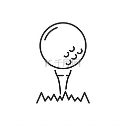 高尔夫球在推杆上孤立的细线图标