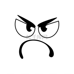 卡通愤怒的表情图片_愤怒的笑脸、眼睛和嘴巴线图释。