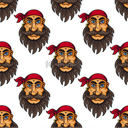 卡通墙纸设计素材图片_一个留着胡须的海盗或水手穿着红